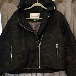 Juicy Couture Black and Green Camouflage moto  Jacket